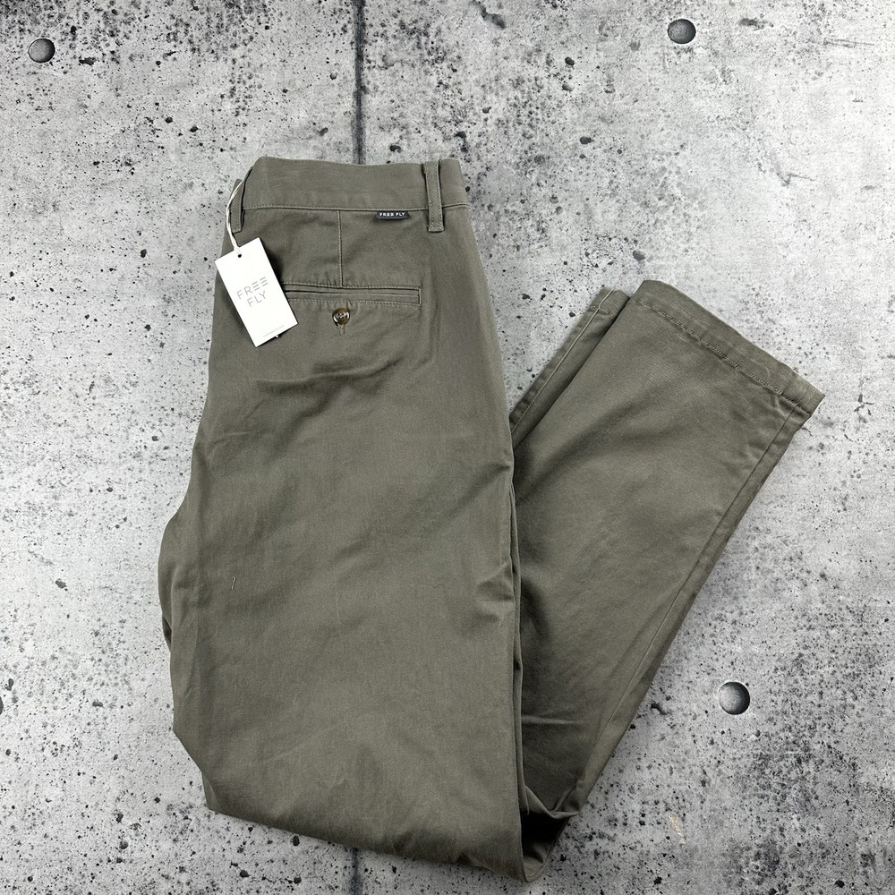 Men's Free Fly Anchor Chino Pant Smokey Olive 5 Pocket Retail $98 32x32 NWT
